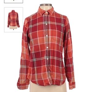 Lucky Brand Red & Orange Plaid Button-Down